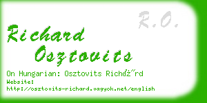 richard osztovits business card